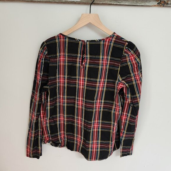 J.Crew Tartan Puff-Sleeve Top in Stretch Poplin - Picture 6 of 11